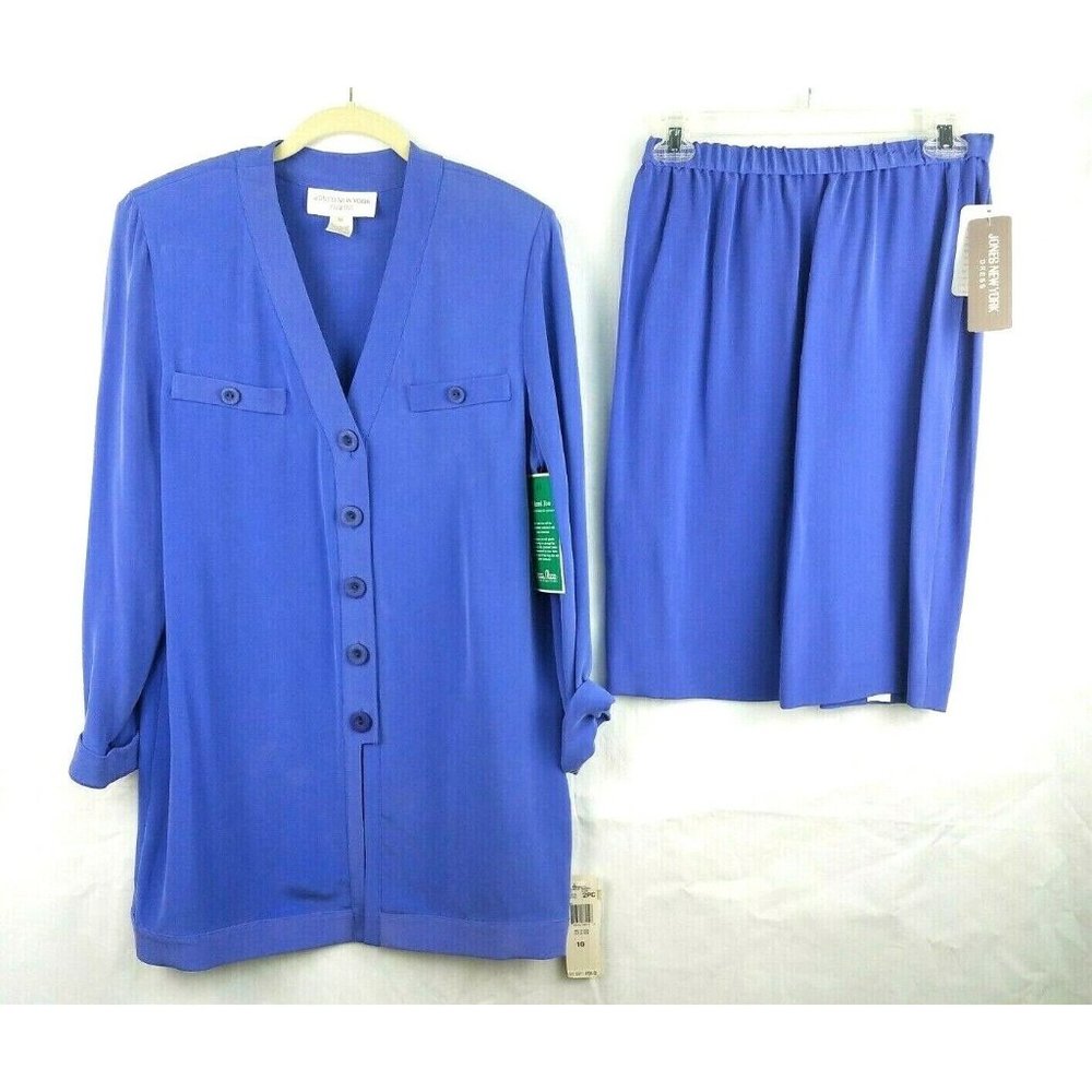 VTG Jones New York 2 Pcs 100% Silk Suit Set Purple